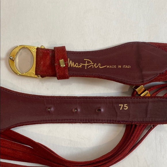 Max Pier Gold and Red Leather Belt with Statement O-Ring Buckle Made in Italy - Picture 12 of 16
